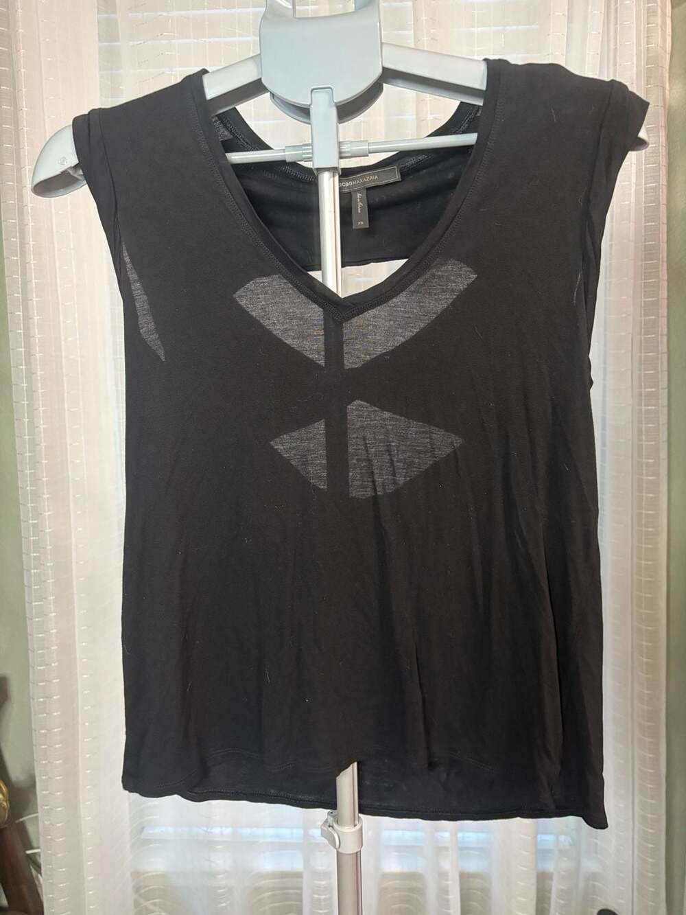 BCBGMAXAZRIA Kelsea Black Twist Back Sleeveless Top Size XS